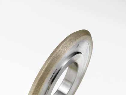 Grinding Wheels for Silicon Ingots Peripheral Grinding Orientation Flat Processing Peripheral grinding, orientation flat processing, notch grooving Metal bond wheels are used for the peripheral