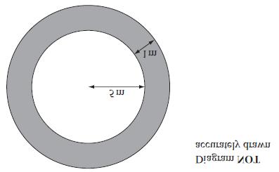 5. The diagram shows a circular pond with a path around it. The pond has a radius of 5m. The path has a width of 1m.