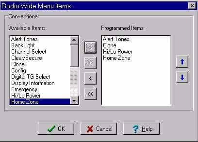 3 MENU ITEMS PROGRAMMING (5100 ONLY) A separate set of menu parameters can be programmed for each system type similar to the function buttons described in the next section.