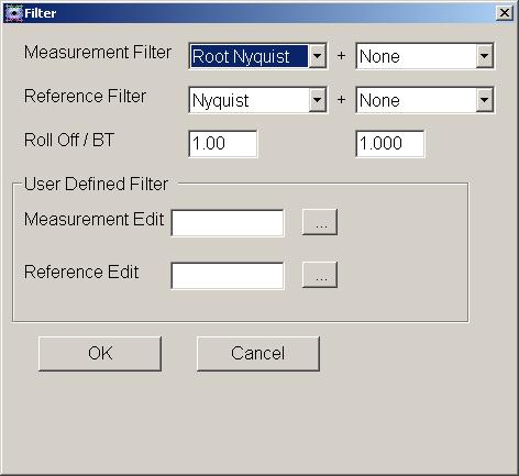 Common Setting (3/12): Filter Select the filter for the measured signal. Filter Measurement Filter: Sets the reception filter.