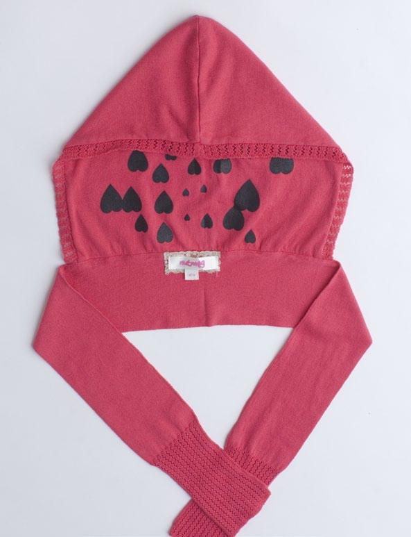 HOT PINK SWEATER JACKET WITH BLACK SNAP BUTTONS FOR