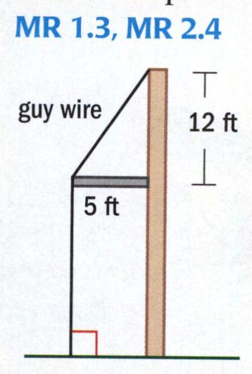 MR 2.3, MR 2.5 v'uv12 I I I I, 3 4 4. A painter needs a ladder to reach from a point on the ground 7 feet from the base of a house to a height of 23 feet on the house.