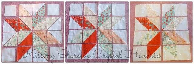 3. Once you have all of your half square triangles assembled, sew together two of your smaller blocks (your finished block will have a total of 16 smaller blocks - but you