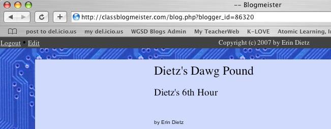 Clicking on View My Blog takes you out of Edit view of your Blog and into the view that students will see (Home View).