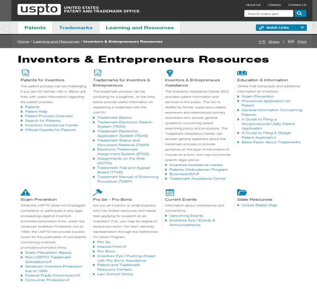 Inventor & Entrepreneurs Resources Wide variety of resources to help the Independent Inventors and Entrepreneurs Pro se, Pro bono,