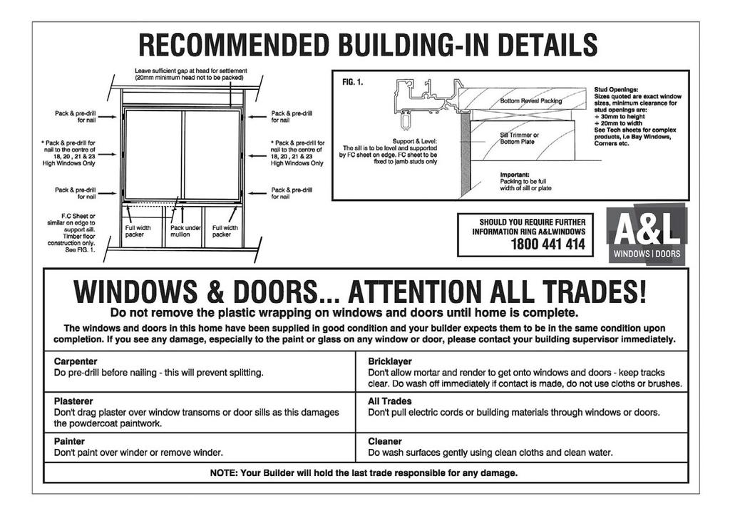 RECOMMENDED BUILDING IN-DETAIL Should you require further