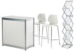 Beaumont counter nn 2 x Highgate stools nn 1 x Wayville pop up brochure stand Code: 0838P Enhance option