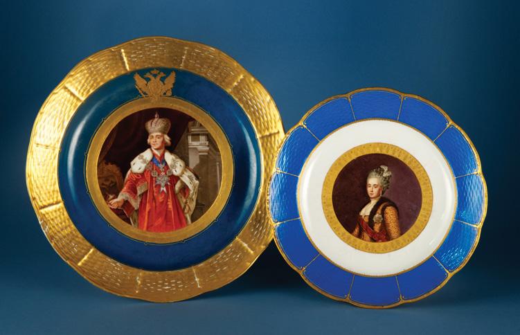 1785-1800, hard-paste porcelain (Left) Charger with Portrait of Paul, and (Right) Plate