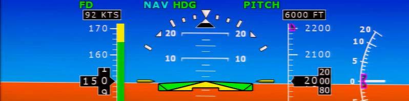 The images below demonstrate the armed and engaged coloring on both the display and the autopilot control head. In this example, Heading (HDG) and Pitch modes are engaged and Nav mode is armed.