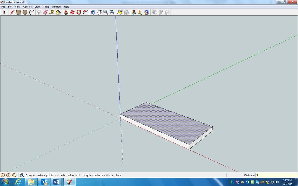 So you now have a rectangle the correct size, to make it 3D the push/pull tool is used.