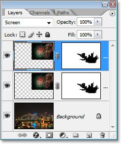When you re done, if you ve zoomed in on the image, press Ctrl+0 (Win) / Command+0 (Mac) to quickly zoom back out. Also, set the opacity of the fireworks layer back to 100%.