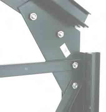 NOTE: If you are unable to seat the gutter rail completely into the end wall frame as shown on previous page, loosen the angle bracket bolts.