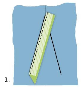 Every background rectangle will get marked the same way in order to establish the placement for sewing on the ribbon tails.