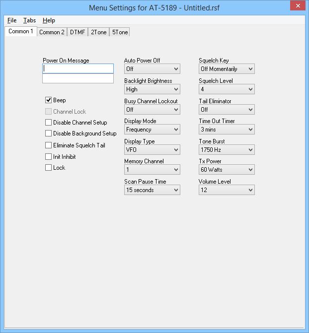 Radio Option Setting Screens Common 1 and Common 2 Use these screens to customize other set menu features of the radio.