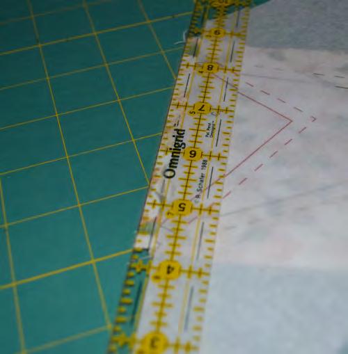 Stitch the seam between piece A1 and A2 on the line, backstitching