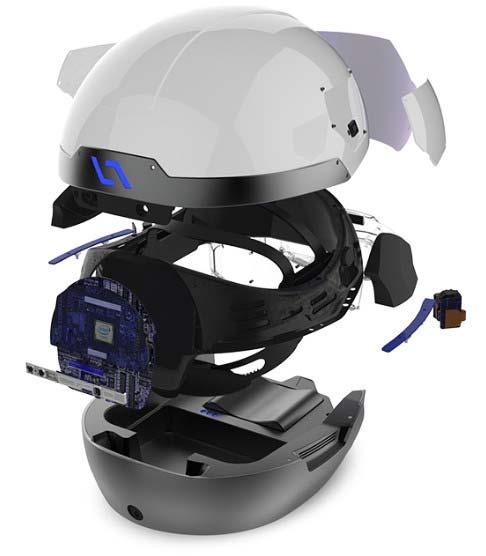 Benefits of DAQRI Smart Helmet include: Remote expert, which enables a member of staff to connect to the helmet remotely and see through the eyes of the user enabling them to talk, receive guided