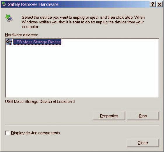 Connecting Cables Removing USB memory If a USB memory module is inserted in the personal computer to which a TS machine is connected, click "Stop" in the "Safely Remove Hardware" window by following