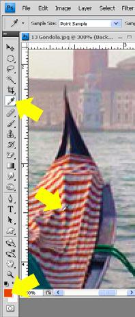 Did you notice the eye dropper tool in the tool box? If you ever need to copy a color from some part of an image use the eye dropper tool to select that color.