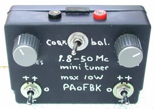 FBK portable mini tuner tunes symmetric/coax/longwire antenna's between 1.
