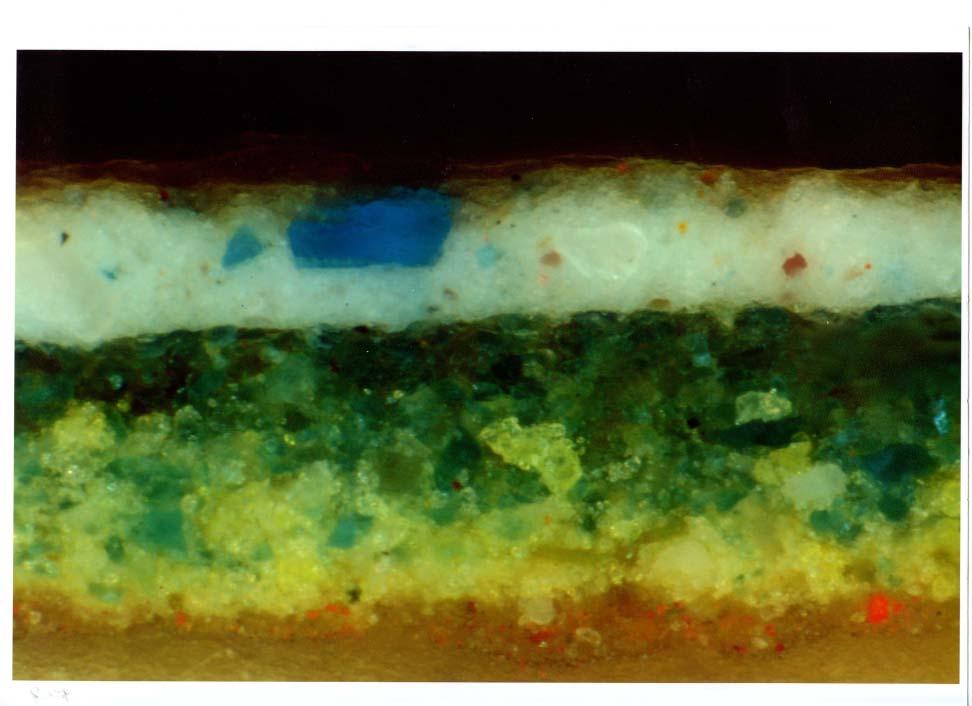 Cross sections of paint layers for Art Conservation A typical object of studies for specialists of conservation chemistry, Chemically heterogenous,