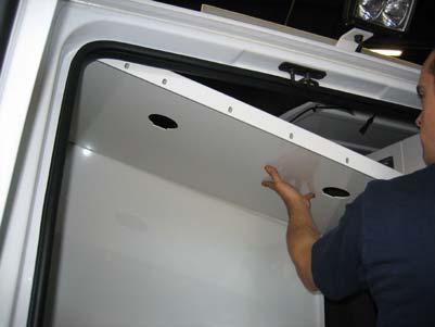 Place driver side small floor filler into the van and line