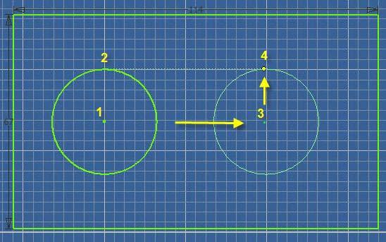 16.18 Pick the circle center point 1 above > Release mouse pointer > drag up to radius point 2 >