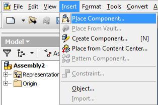assembly: Insert > Place Component >