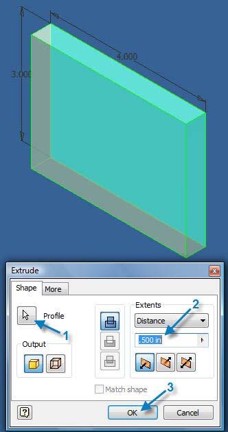 10.19 Pick the Profile shape to be extruded in the, Extrude dialog box above. 10.