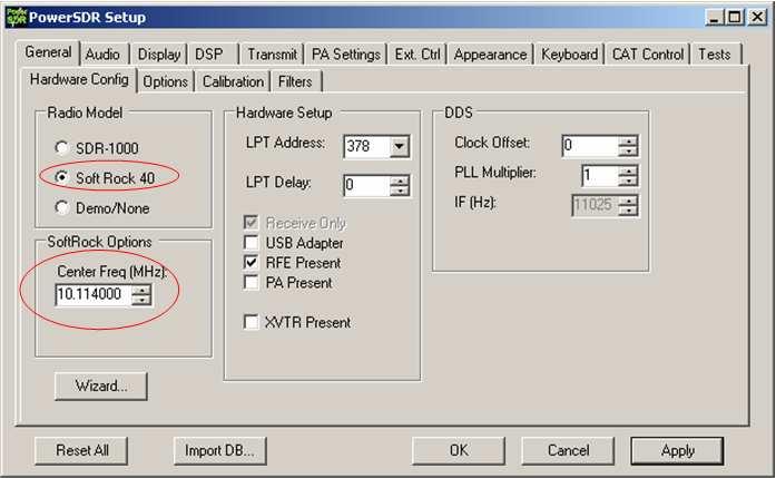 Notes on loading PowerSDR Figure 84. Select the setup tab to get to this window.