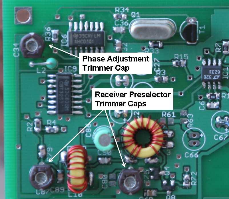 Receiver Tune Up Figure 88. Adjustment points for tuning up the receiver. The adjustment is very straight forward. First a strong, steady signal source is required.