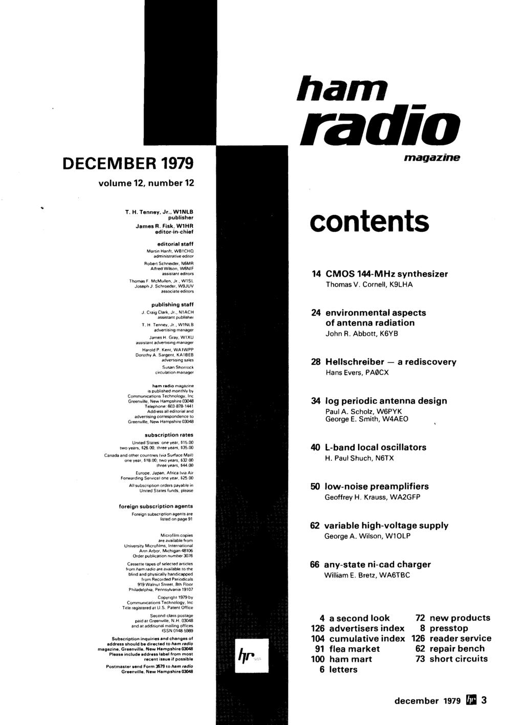 magazine contents 14 CMOS 144-MHz synthesizer Thomas V. Cornell, K9LHA 24 environmental aspects of antenna radiation John R.
