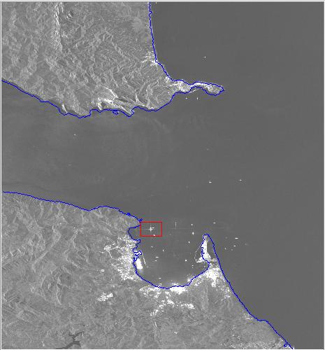 Figure ##F2. Screen dump from the Algeciras port VTS, 28 August 2003. (North is to the left, the region is the Bay of Algeciras with the Gibraltar peninsular above and Algeciras below.) 3.