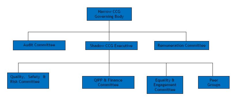 Figure 1: NHS Harrow CCG Structure as per 1 April 2013 Constitution The below diagram outlines the current structure of committees at NHS Harrow CCG This shows a much more complex governance
