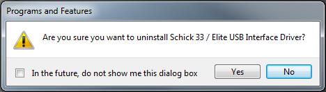 Otherwise, continue with the following steps. B. If an entry for the CDR Elite or Schick Elite USB Driver is found, click Uninstall / Change. C. Click Yes when prompted to confirm the driver uninstallation.