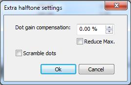 The button Extra opens the dialog to set extra halftone settings in dis gain compensation.
