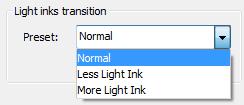Light inks transition In Light inks transition you can pre-set the best ink transition.