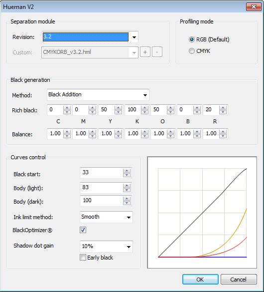 Advanced The advanced settings of black generation are provided format experienced users only. Usually, using the regular black generation window will be sufficient to get a high-quality profile.