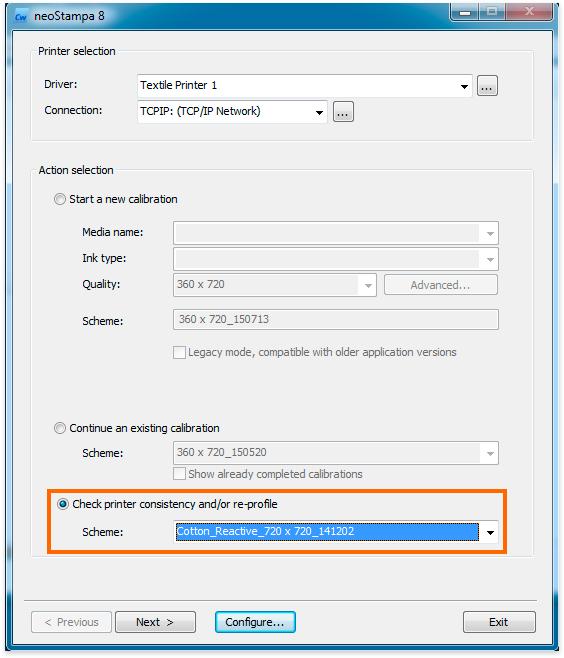 Re-profiling printer In the first window of Calibration Wizard the third action is to select.