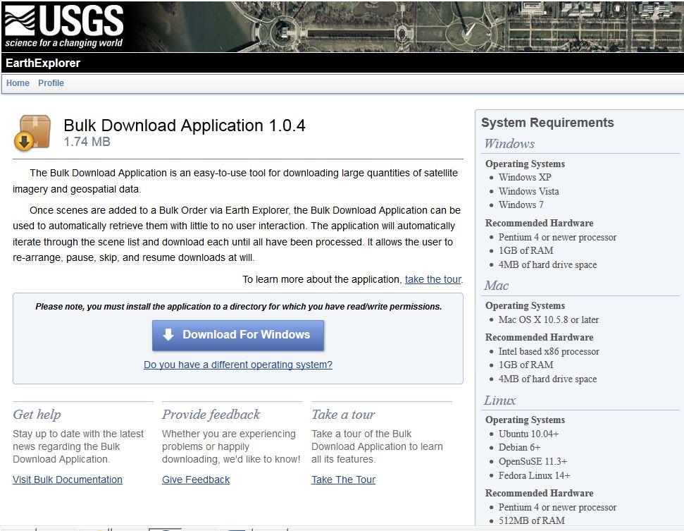 You MUST click the Bulk Download Application link to obtain the program you need to obtain bulk downloading capability.