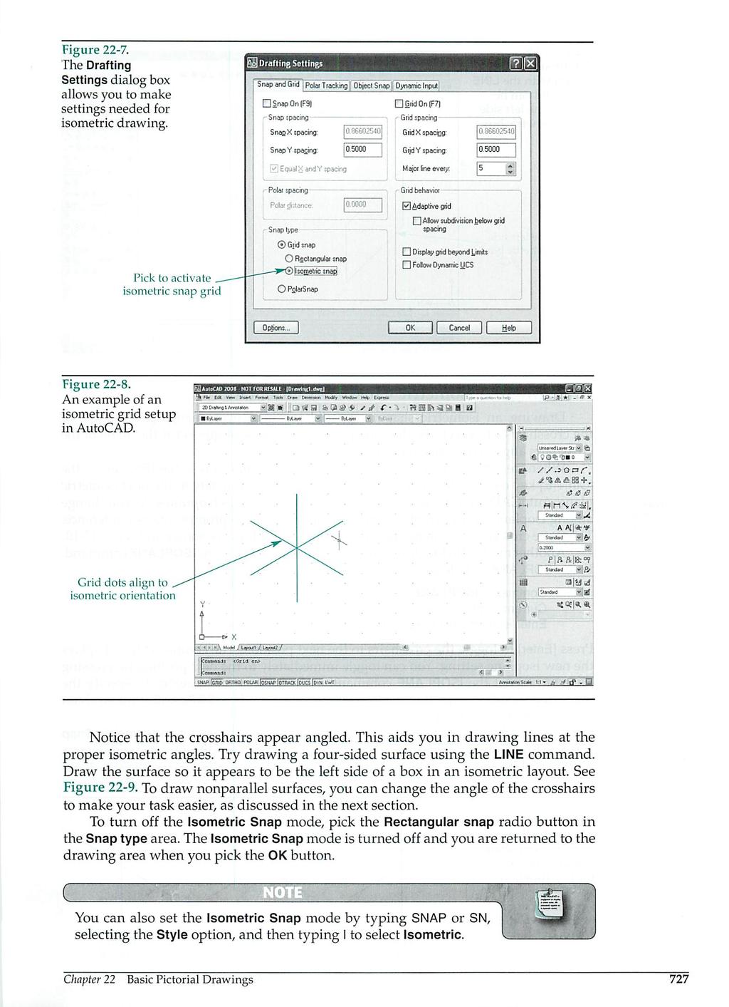 Figure 22-7. The Drafting Settings dialog box allows you to make settings needed for isometric drawing.