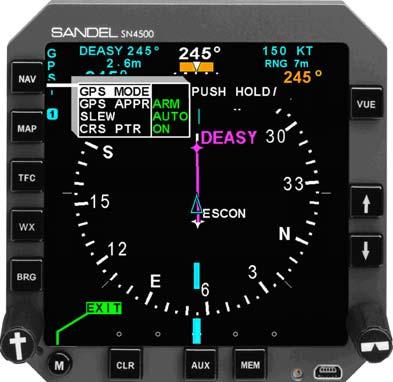 CHAPTER 4 NAV OPERATION NAV Menu NAV OPERATION The NAV menu allows the pilot to access GPS Mode and GPS APPR switching along with auto-slew and course pointer settings.
