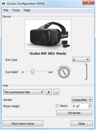 12 Getting Started Oculus Rift Getting Started The Oculus Configuration Utility enables you to configure Oculus headsets and to generate device and user profiles.