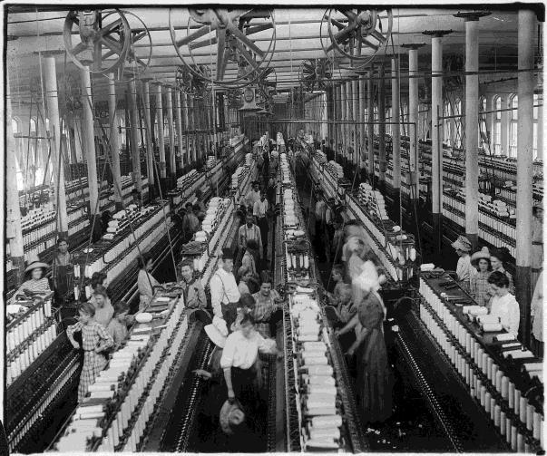 During the Industrial Revolution, factory machines replaced hand tools and largescale manufacturing replaced farming as the main form of work.