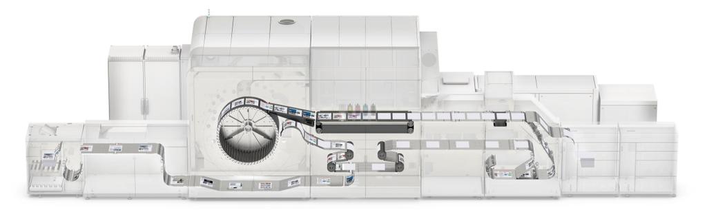 The Océ VarioPrint i300 s paper path gives an indication of the way that Canon engineers faced the technological challenge of moving cut sheets of paper at very high speed while accurately placing