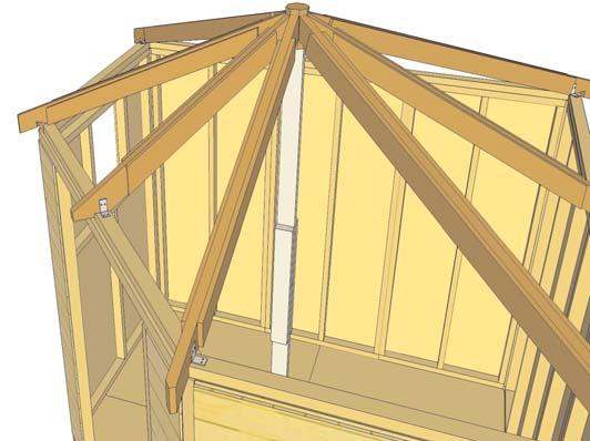 Starting with 1 Front Hip Rafter, place Side Facia against end of corner
