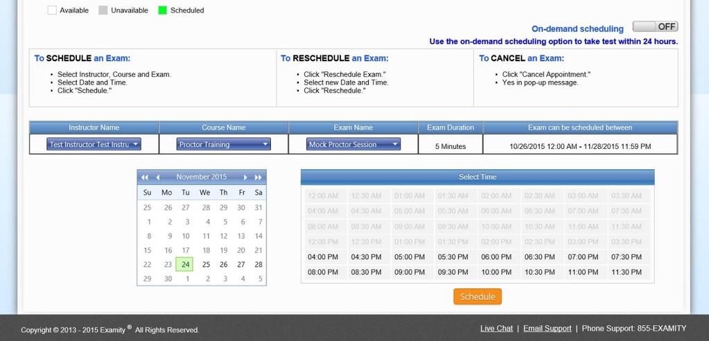 If you are scheduling less than 24 hours in advance, you must select the On-Demand scheduling option.