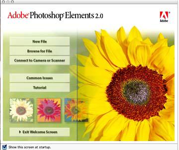 Starting Photoshop Elements 1. Click the mouse on the sunflower icon in the Dock.