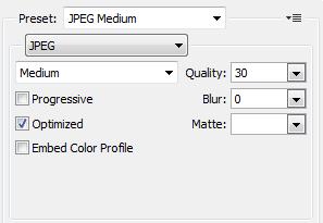 As you change settings, observe how the quality of the lower (preview) photo appears compared to the file size.