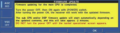 RX-DSP UPDATING... Please wait for 45sec. WARNING! NEVER turn power OFF.