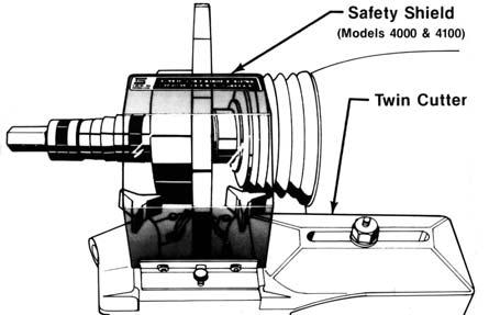 Cutting or grinding on an exposed surface such as a rotor will produce flying chips and debris. Hazard Areas must be protected during lathe operation. Keep shields and guards in place.